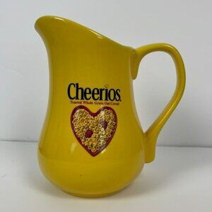 2003 Yellow Cheerios Cereal Ceramic Milk Pitcher 7" breakfast advertisement